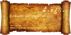 Lokodi Árpád névjegykártya